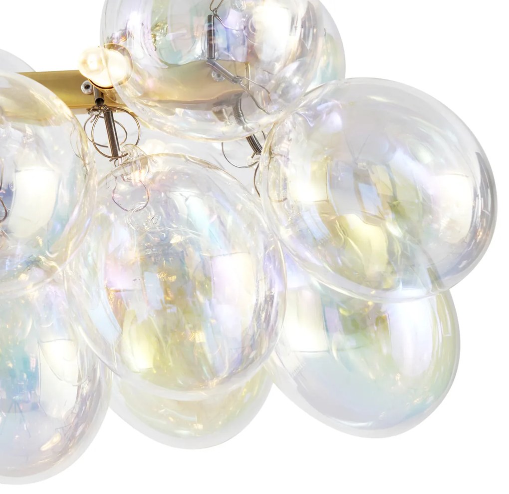 Eettafel / Eetkamer Design hanglamp goud met regenboog glas 8-lichts - Uvas Design G9 bol / globe / rond Binnenverlichting Lamp