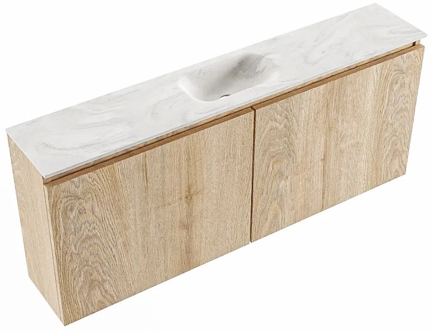 Mondiaz Ture DLux toiletmeubel 120cm washed oak met wastafel ostra midden met kraangat