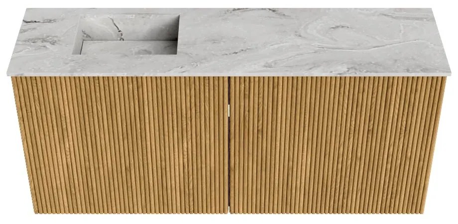 Mondiaz Joya DLux 90cm toiletmeubel oak met wastafel faye links zonder kraangat glace