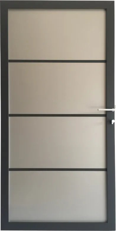 Tuindeur aluminium composiet Zilvergrijs met antraciet aluminium frame compleet (90 x 180 cm)