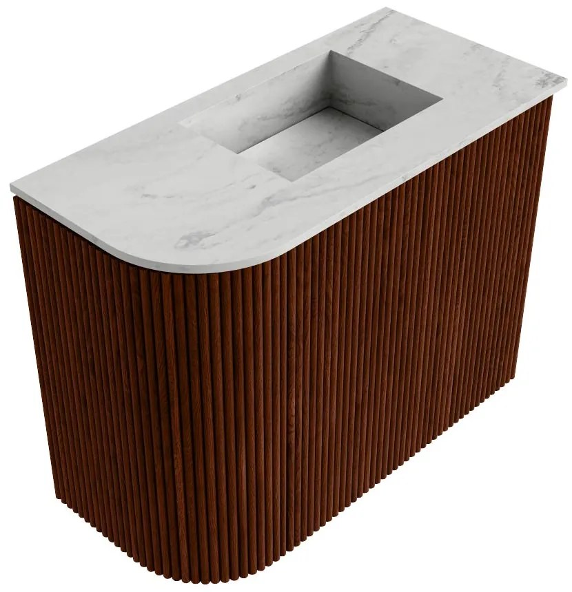 Mondiaz Joya DLux 50cm toiletmeubel ronding links ruby met wastafel faye rechts zonder kraangat opalo