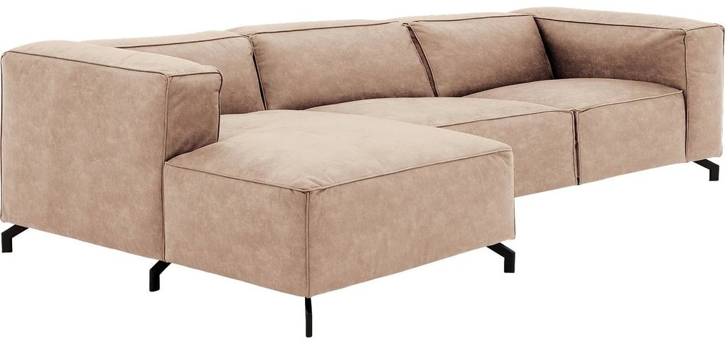 Goossens Bank Calvin beige, micro leer, 3,5-zits, modern design