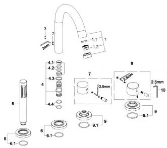 Mueller Round thermostatische badrand kraan geborsteld koper afbouwdeel