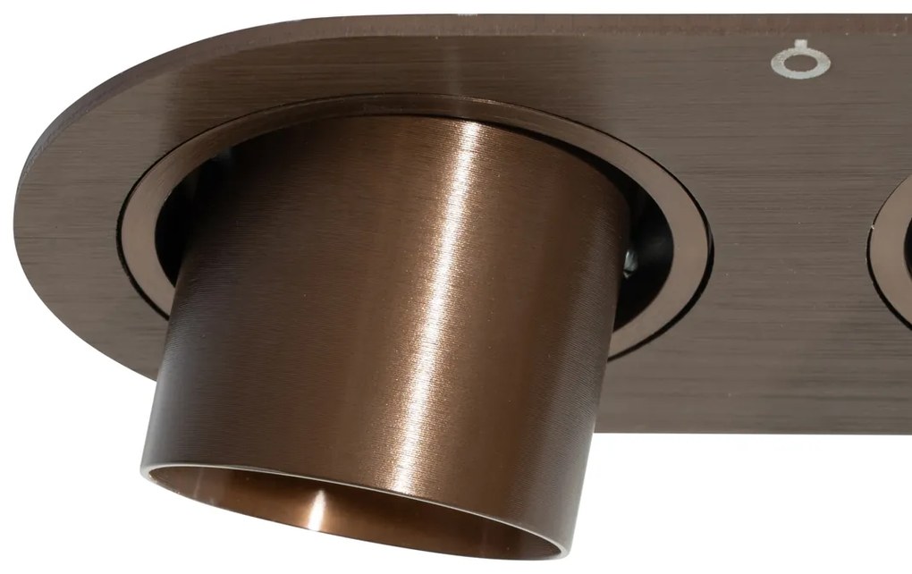 Set van 6 inbouwspots donkerbrons GU10 35mm kantelbaar 2-lichts - Installa Binnenverlichting Lamp