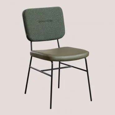 Eetkamerstoel Bekleed Met Kunstleer En Staal Milih Groen – Khaki - Sklum