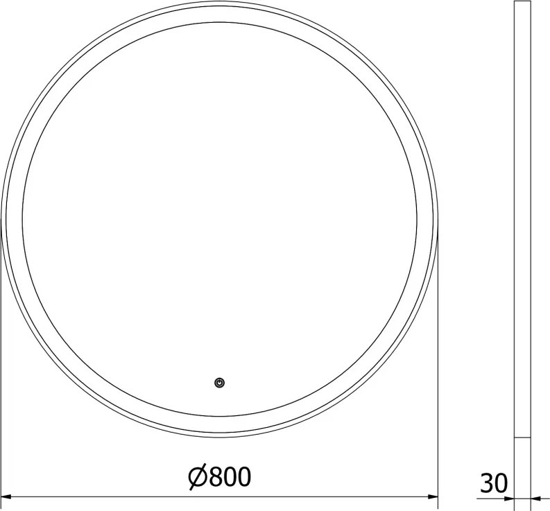Mexen Esso verlicht badkamerspiegel, rond 80 cm, LED 6000K, anti-condens, zwarte frame - 9825-080-080-611-70