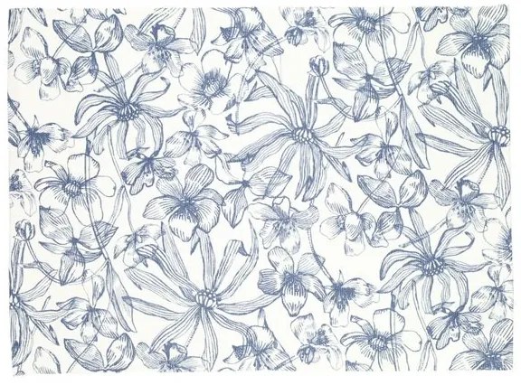 Placemat, GOTS bio-katoen, blauwe bloem, 35 x 50 cm