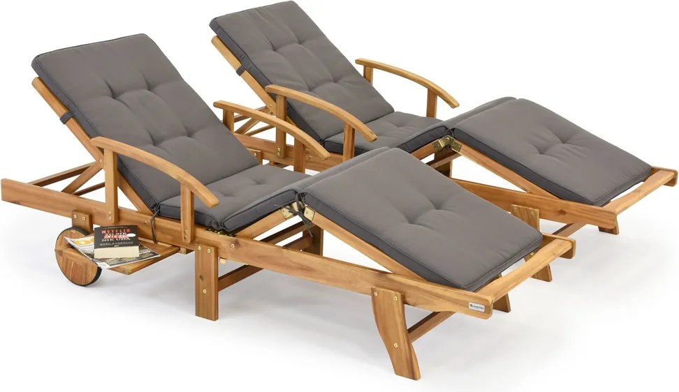 Set van twee houten ligstoelen met kussens Costa Rica Garden Point