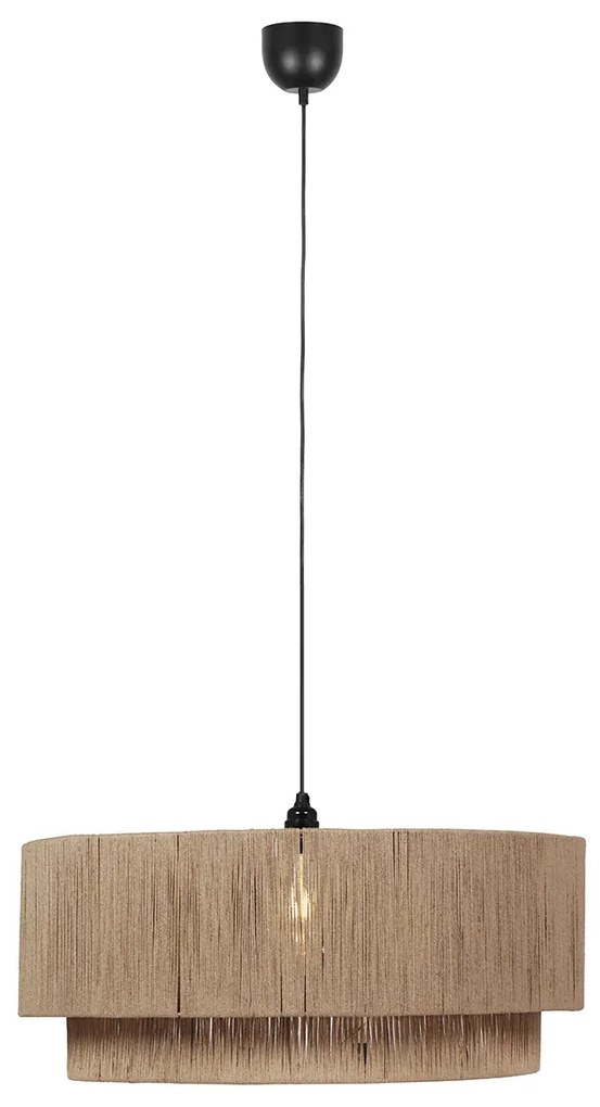Japandi hanglamp zwart met bruin touw 60cm - Smilla