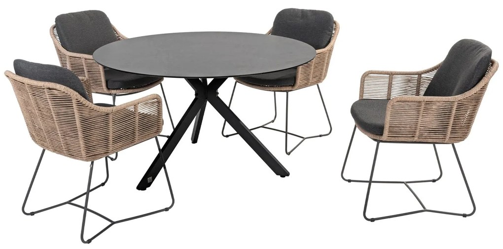 Taste by 4 Seasons Belmond tuinset naturel met Locarno tafel HPL blad Ø 130 cm SALE      beige weerbestendig