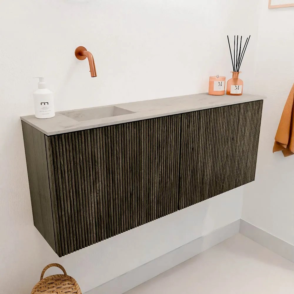 Mondiaz Joya DLux 100cm toiletmeubel shadow met wastafel faye links zonder kraangat opalo