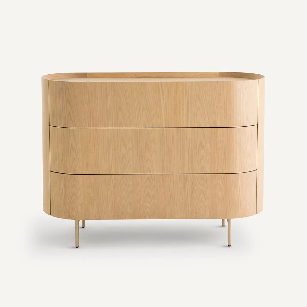 Ladekast in massief eikenhout en eikenfineer, 3 lades Aslen