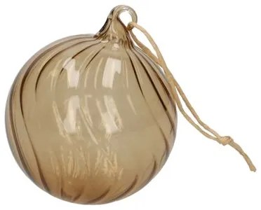 Kerstbal, glas, gedraaid, taupe