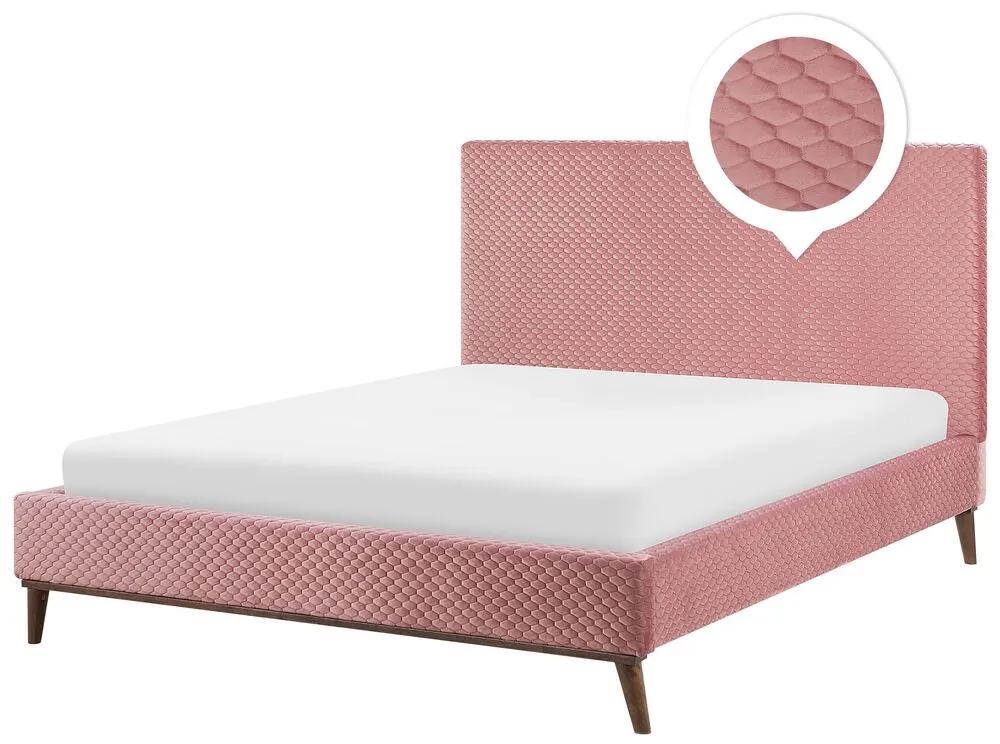 Bed fluweel roze 180 x 200 cm BAYONNE Beliani