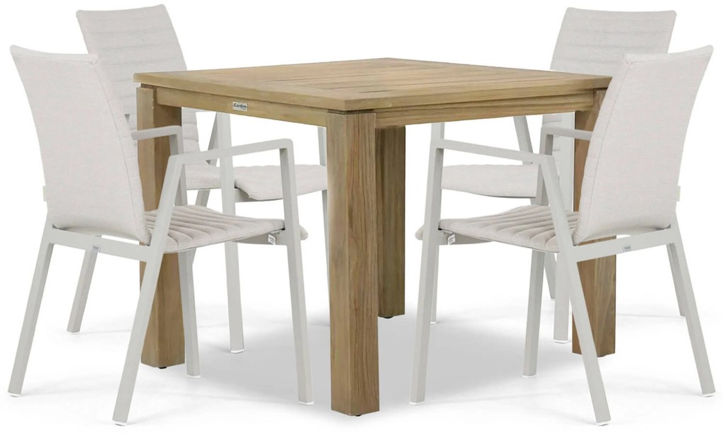 Tuinset 4 personen 90 cm Aluminium/textileen Taupe Osmen Joliet/Bristol