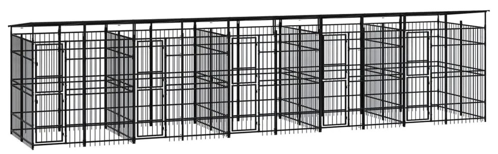 vidaXL Hondenkennel met dak 18,43 m² staal