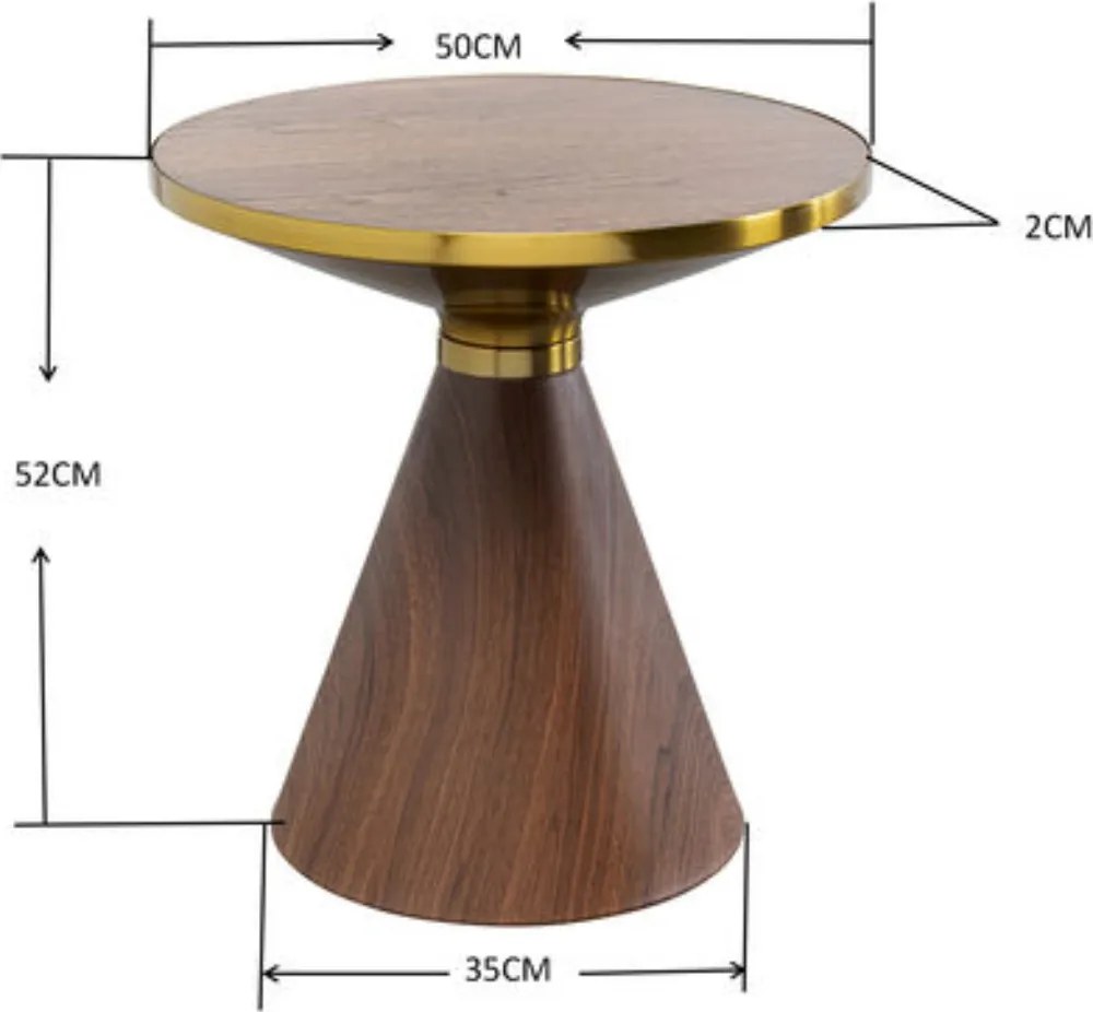 Kare Design Cono Ronde Bijzettafel Walnoot - 50 X 50cm.