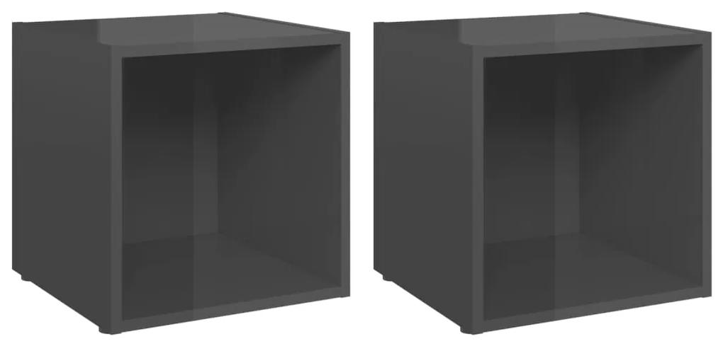 vidaXL Tv-meubelen 2 st 37x35x37 cm spaanplaat hoogglans grijs
