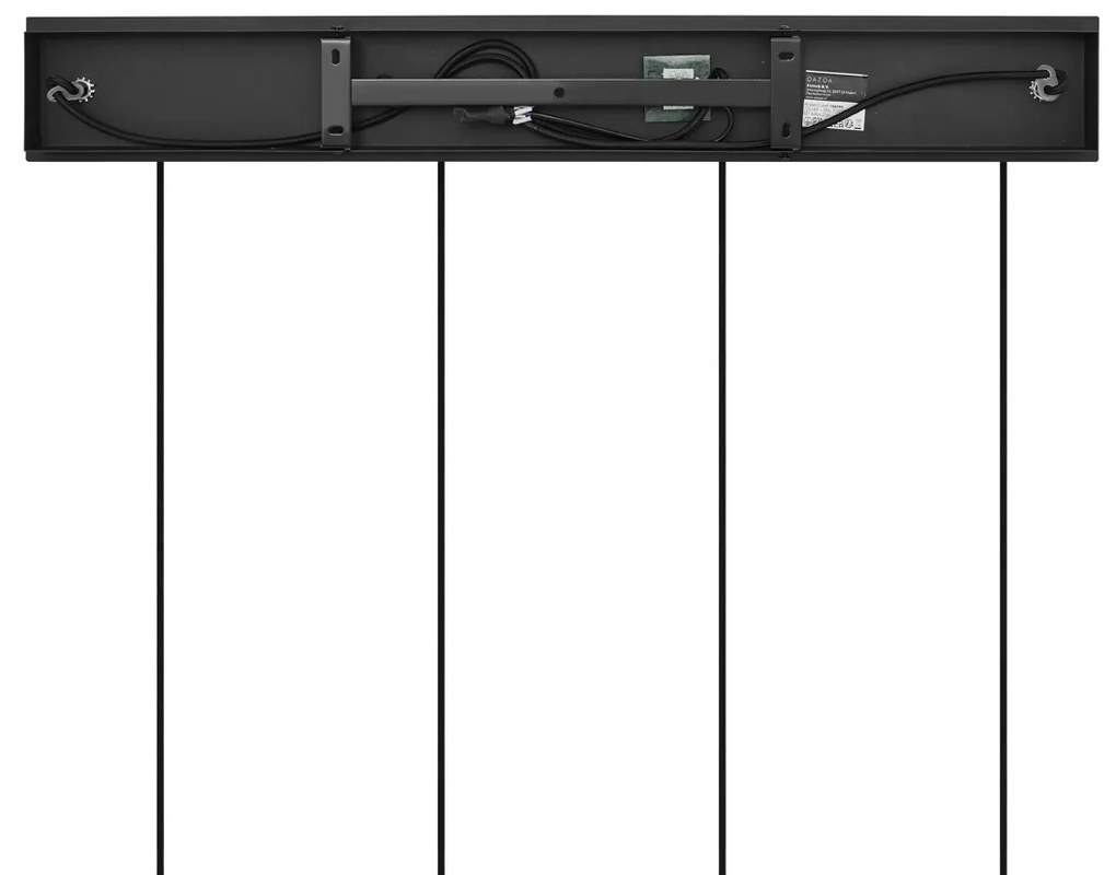 Art Deco hanglamp zwart met smoke glas langwerpig 4-lichts - Vidro