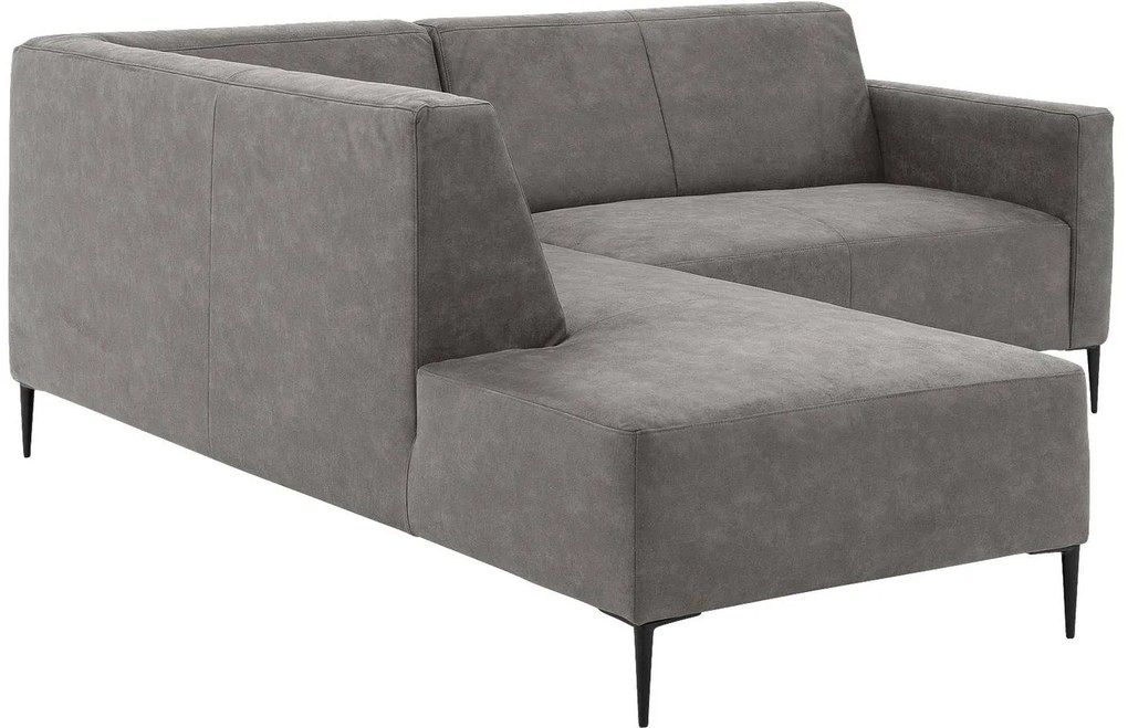 Goossens  Key West grijs, micro leer, 2-zits, modern design met ligelement links