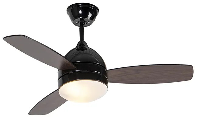 Plafondventilator met lamp zwart met hout print 96cm met afstandsbediening - Rotar Modern E27 rond Binnenverlichting Lamp