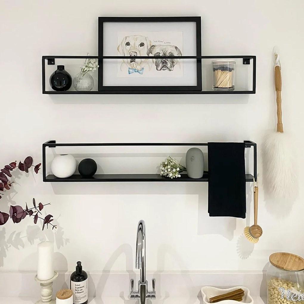 Set van 2 metalen wandplanken L50 cm, Miva