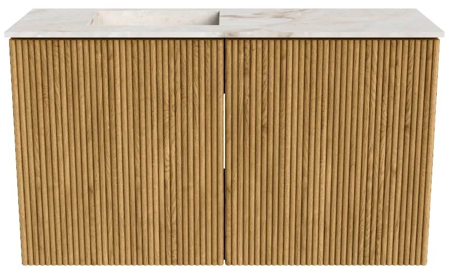 Mondiaz Joya DLux 70cm toiletmeubel oak met wastafel faye links 1 kraangat frappe