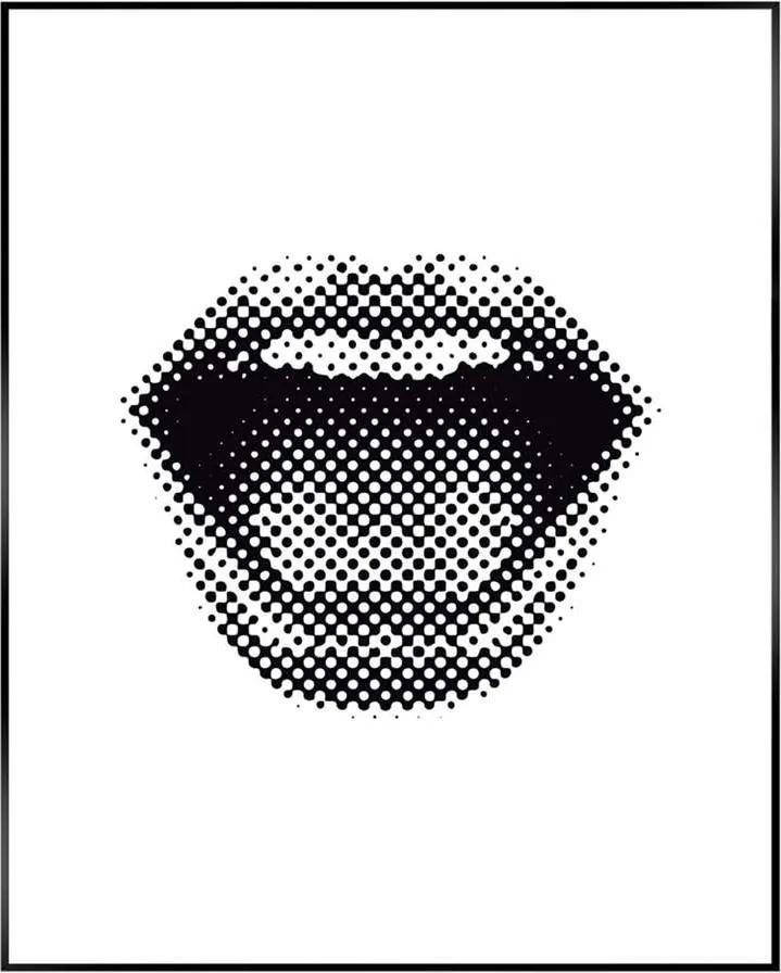 Reinders Schilderij Pop Art Lippen - zwart/wit - 40x50 cm - Leen Bakker