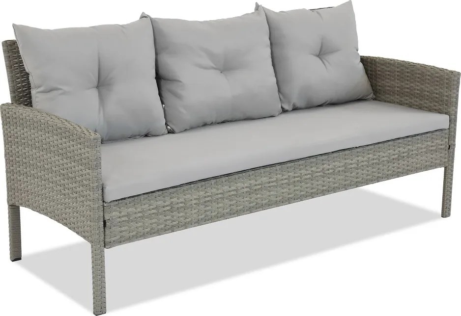 Driezitsbank van kunststof rotan Bari Garden Point lichtgrijs