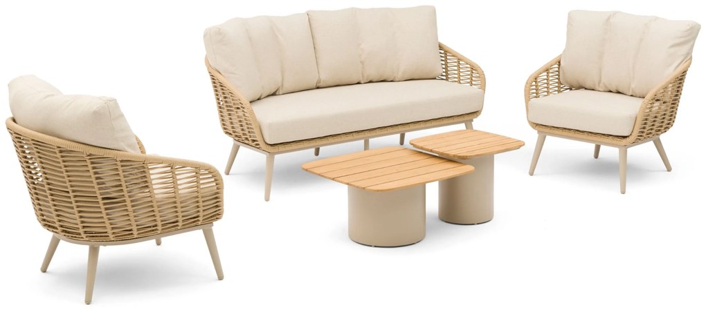 Stoel en Bank Loungeset 5 personen Aluminium/rope Zand/Beige  Coco Vinci/Ronda