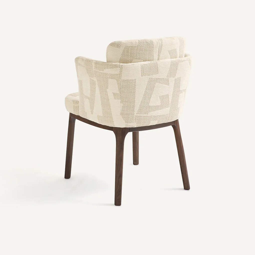 Tafelfauteuil, walnoot en jacquard stof, JABOTE