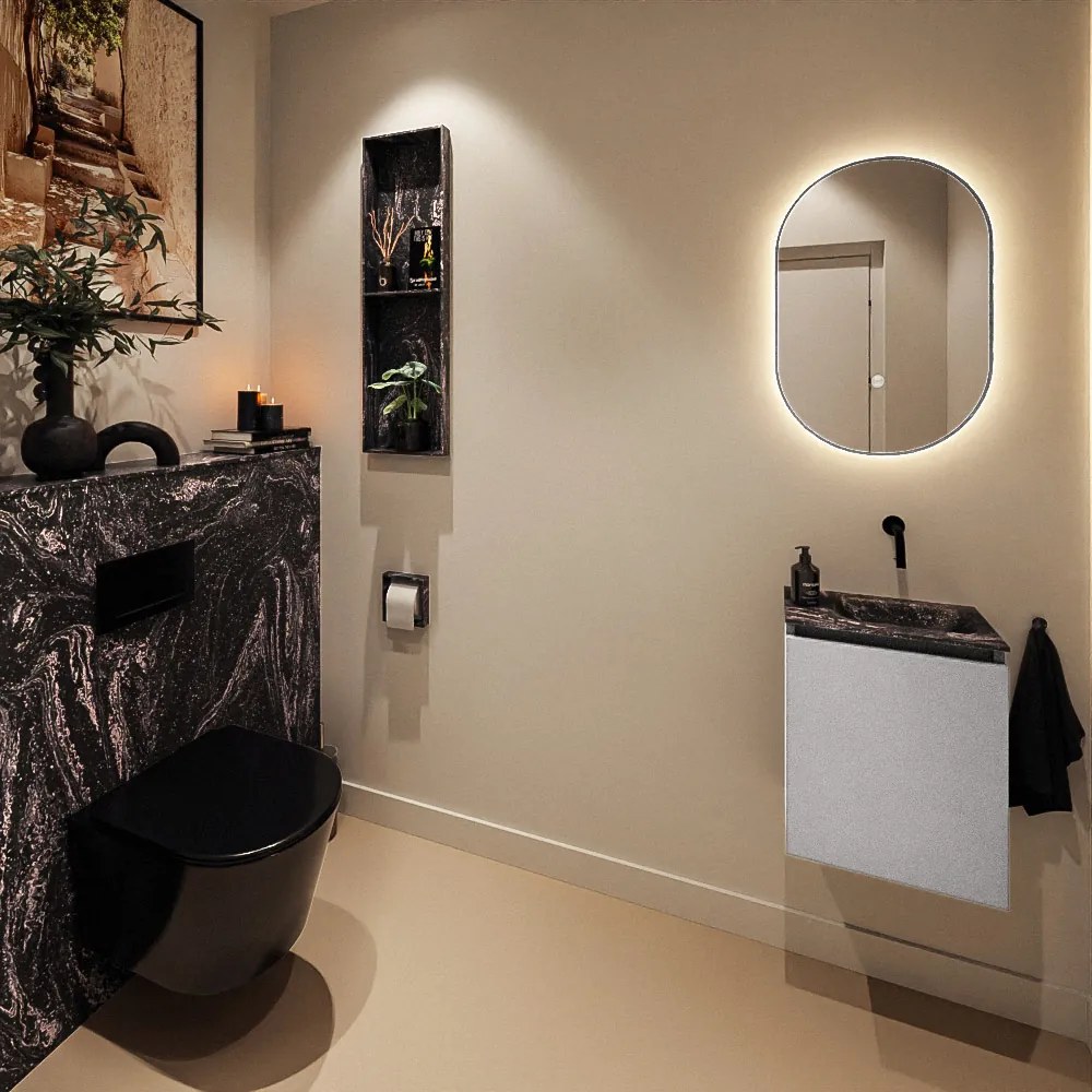 Mondiaz Ture DLux toiletmeubel 40cm plata met wastafel lava rechts zonder kraangat