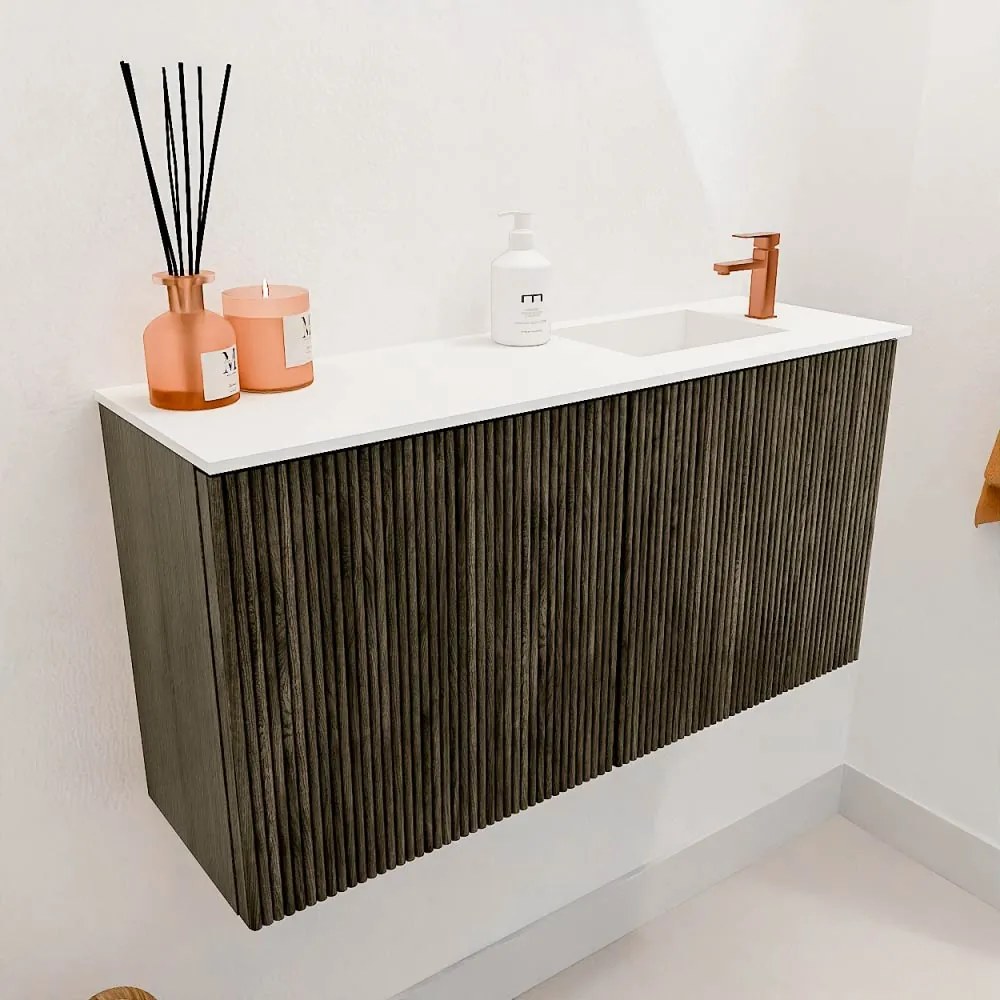 Mondiaz Joya 80cm toiletmeubel shadow met wastafel faye rechts 1 kraangat talc