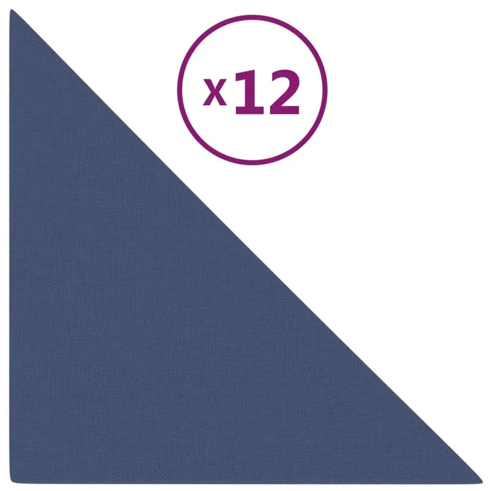 vidaXL Wandpanelen 12 st 1,08 m² 30x30 cm stof blauw