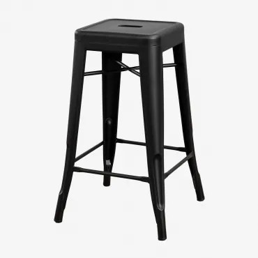 Set Van 2 Stapelbare Hoge Krukken In Staal Lix Matzwart & ↑65 Cm - Sklum