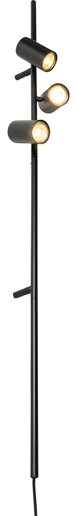 Wandlamp zwart met voetschakelaar 3-lichts - Jeana Luxe