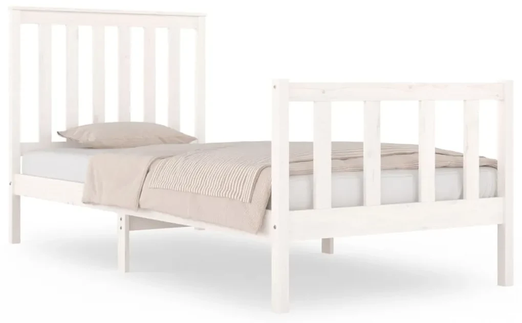 vidaXL Bedframe massief grenenhout wit 75x190 cm 2FT6 Small Single