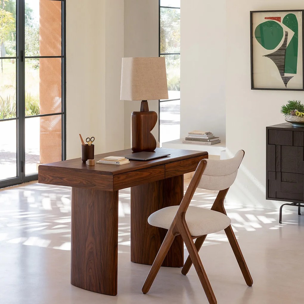 Lamp in mangohout en linnen, Gyra