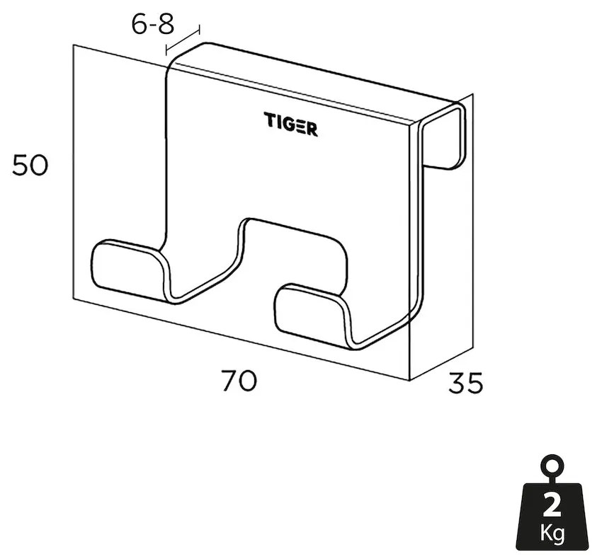 Tiger Caddy handdoekhaak voor douchecabine 6-8 mm zwart