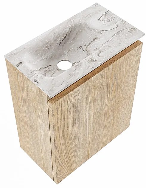 Mondiaz Ture DLux toiletmeubel 40cm washed oak met wastafel glace links zonder kraangat