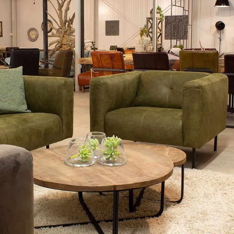 Fauteuil - Almada - leer Bull groen 59