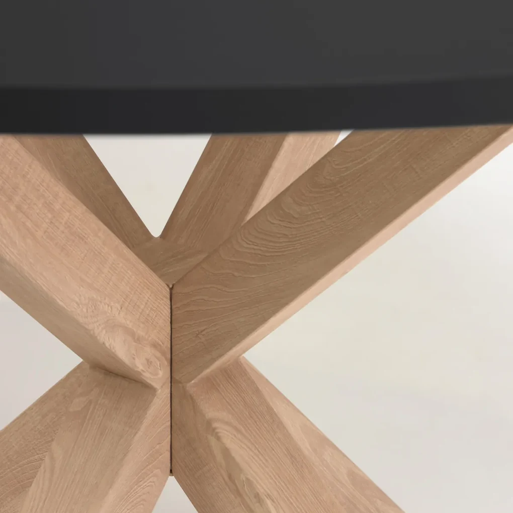 Kave Home Full Argo Ronde Eettafel Modern Zwart Met Eiken - 120 X 120cm.