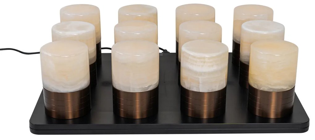 Set van 12 tafellampen donkerbrons RGBW oplaadbaar incl. laadstation IP54 - Alessia