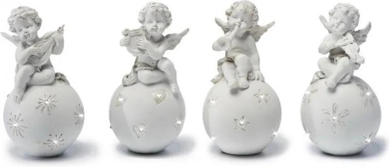 Decoratieve engeltjes op bol - Muziek spelende engeltjes - Engel poly - 10 cm - 4 stuks