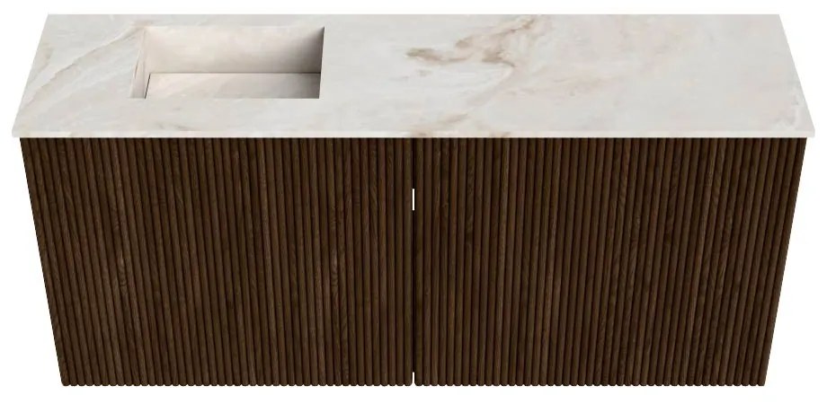 Mondiaz Joya DLux 90cm toiletmeubel walnut met wastafel faye links zonder kraangat frappe