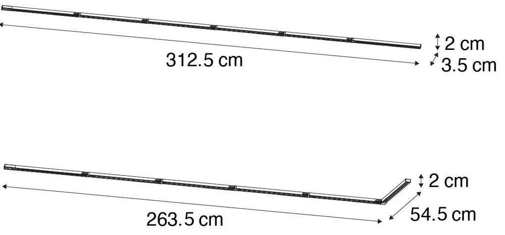 Modern railsysteem  wit 1-fase 300cm - Iconic