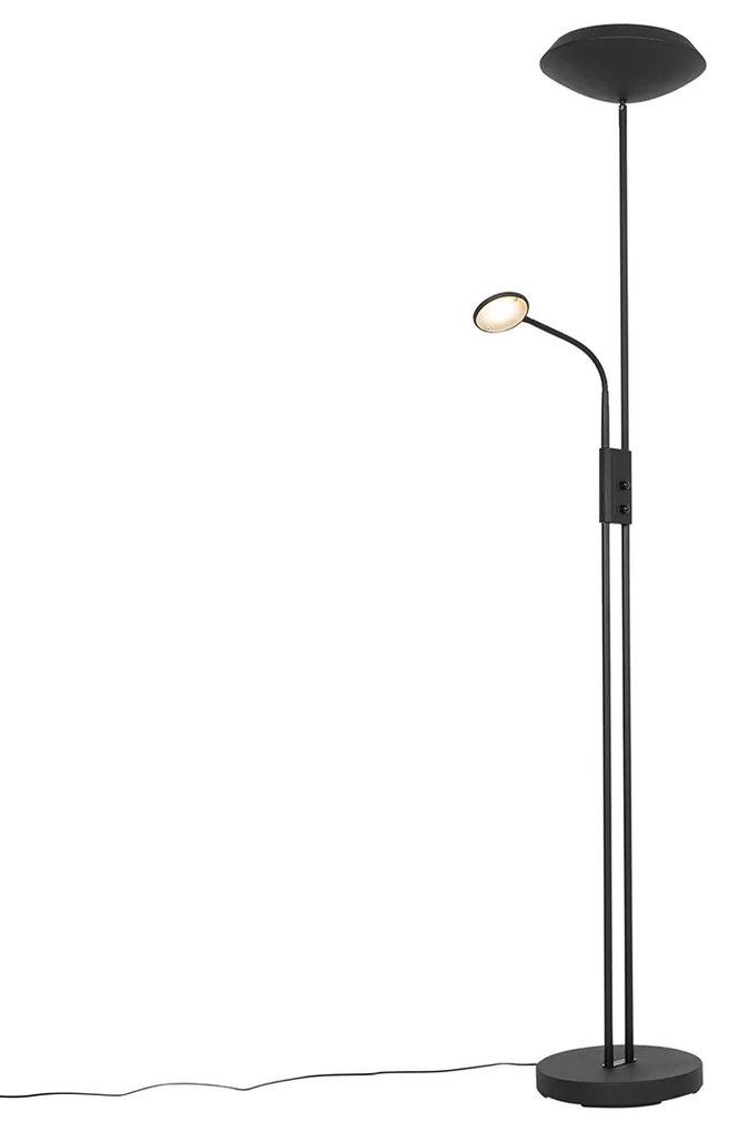 Vloerlamp zwart incl. LED en dimmer met leeslamp - Fez
