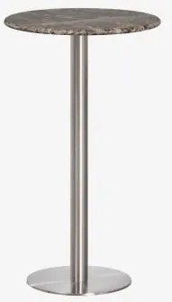 Ronde Hoge Bartafel Ø60 Cm In Natuurlijk Steen Xiren Bruin Marmer Emperador & Geborsteld Grijs - Sklum