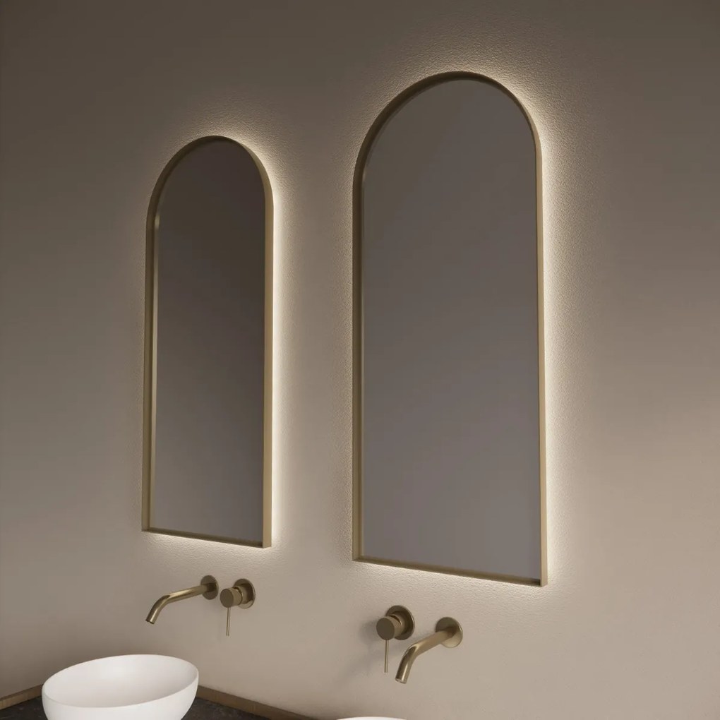 Gliss Design Delta spiegel met LED-verlichting 40x100cm mat goud