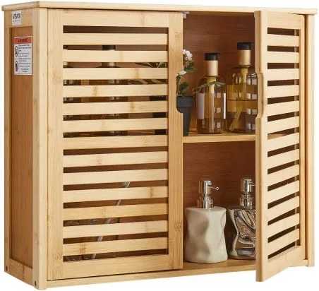 VEVOR Badkamer Wandkast Medicijnkastje met 2 deuren en in hoogte verstelbare planken, Opbergkast boven het toilet voor wandmontage, Hangkast voor keukentoilet Wasruimte